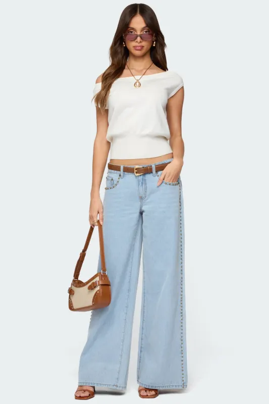 Stassie Studded Low Rise Jeans sold by Edikted