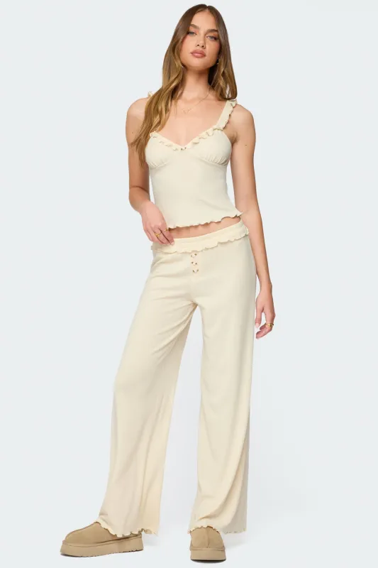 Posy Ruffle Pointelle Pants sold by Edikted