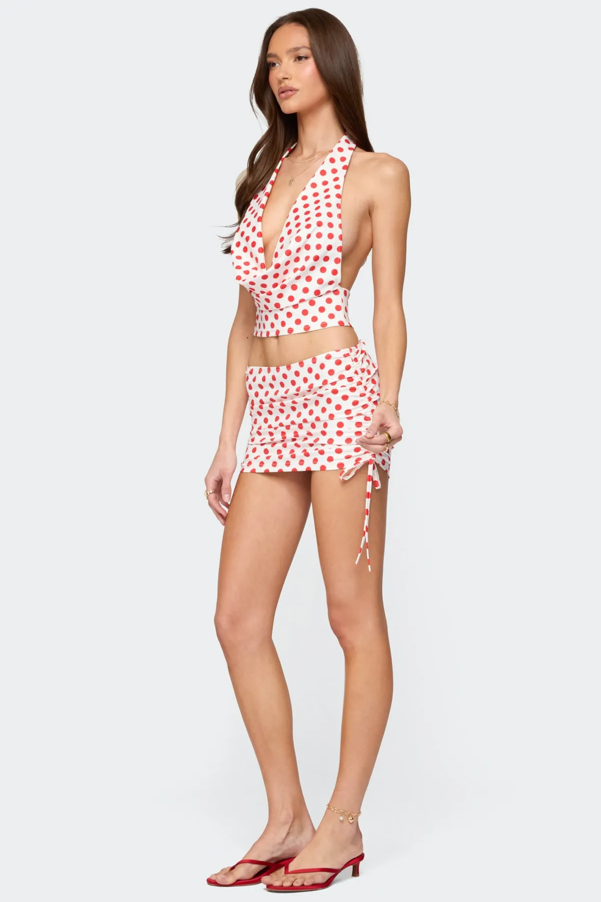 Zoe Polka Dot Drawstring Mini Skirt sold by Edikted product image thumbnail 3