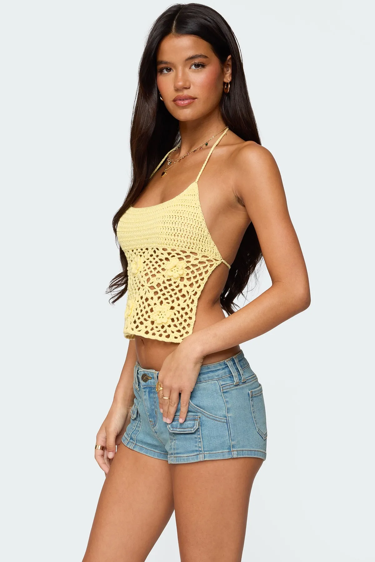 Miel Crochet Backless Halter Top sold by Edikted product image thumbnail 3