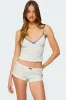 Avalon Dotted Pointelle Ruffle Tank Top sold by Edikted
