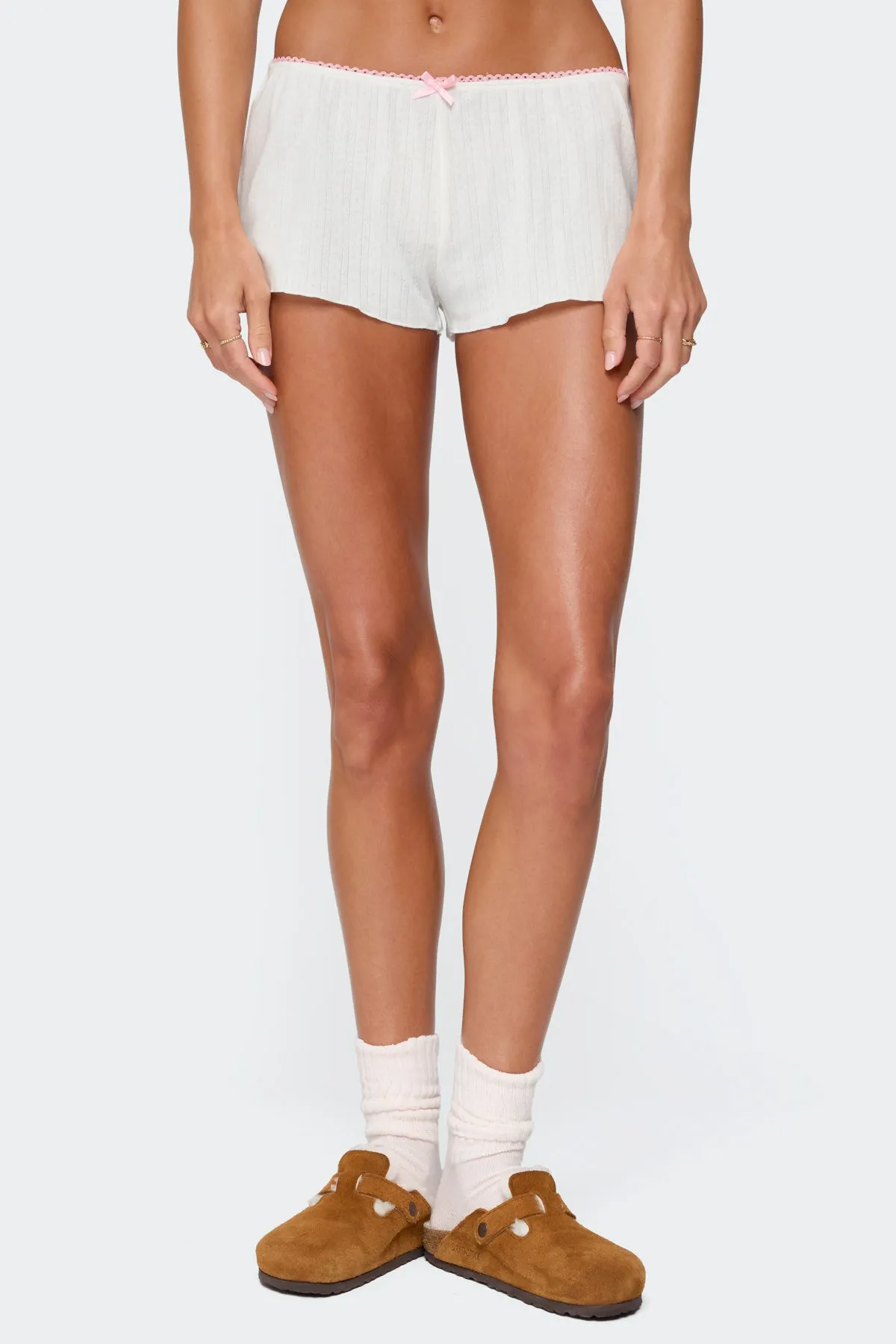 Linny Contrast Pointelle Shorts sold by Edikted product image thumbnail 2