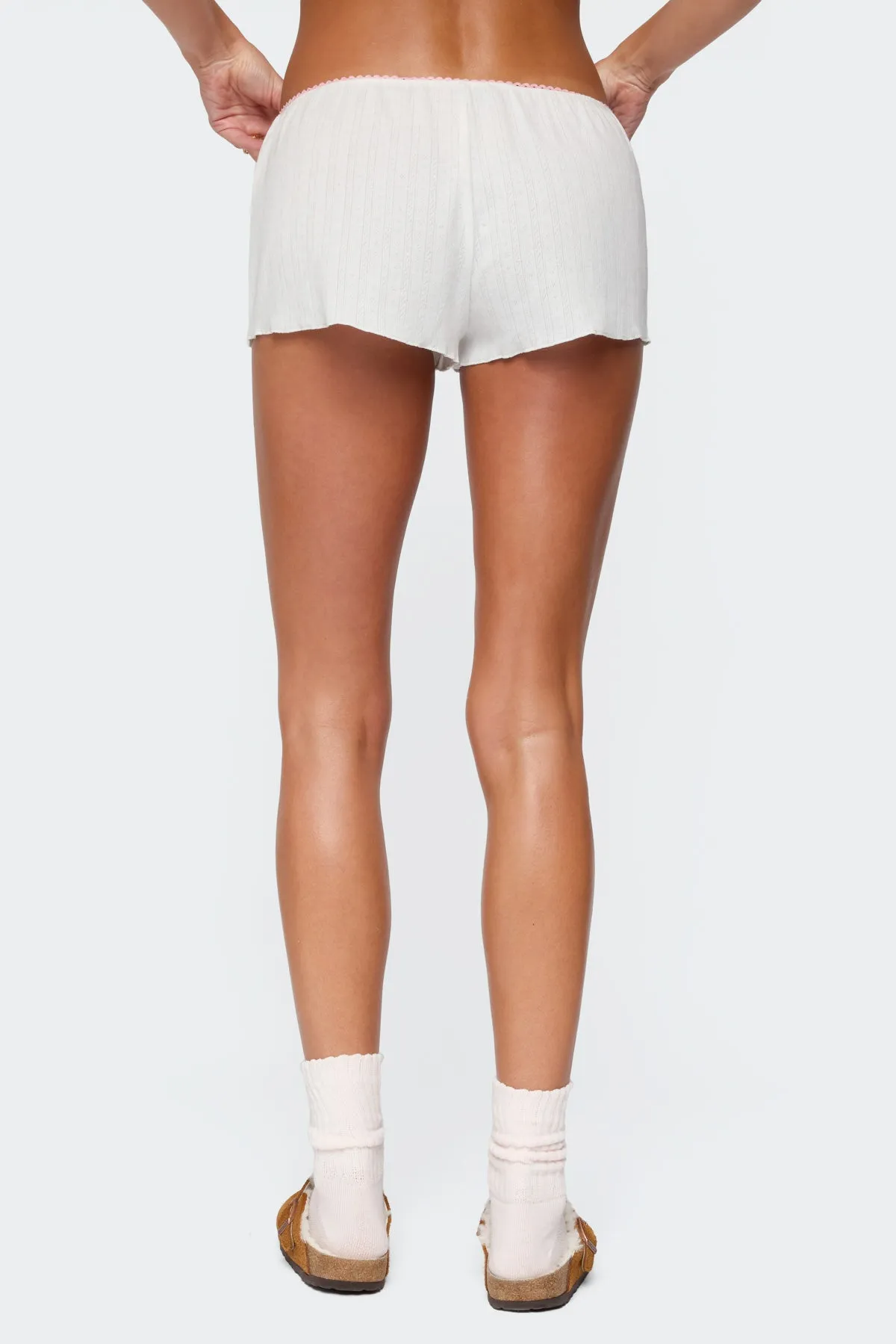 Linny Contrast Pointelle Shorts sold by Edikted product image thumbnail 5