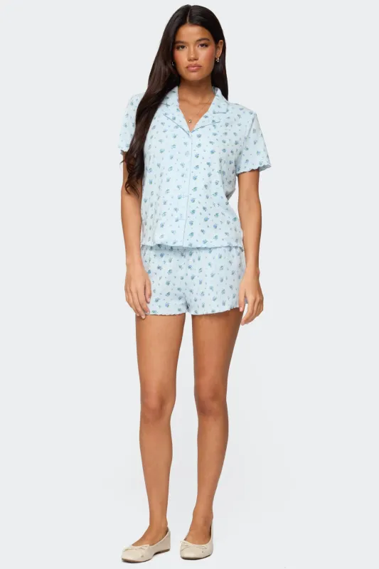 Camden Floral Pointelle Shorts sold by Edikted