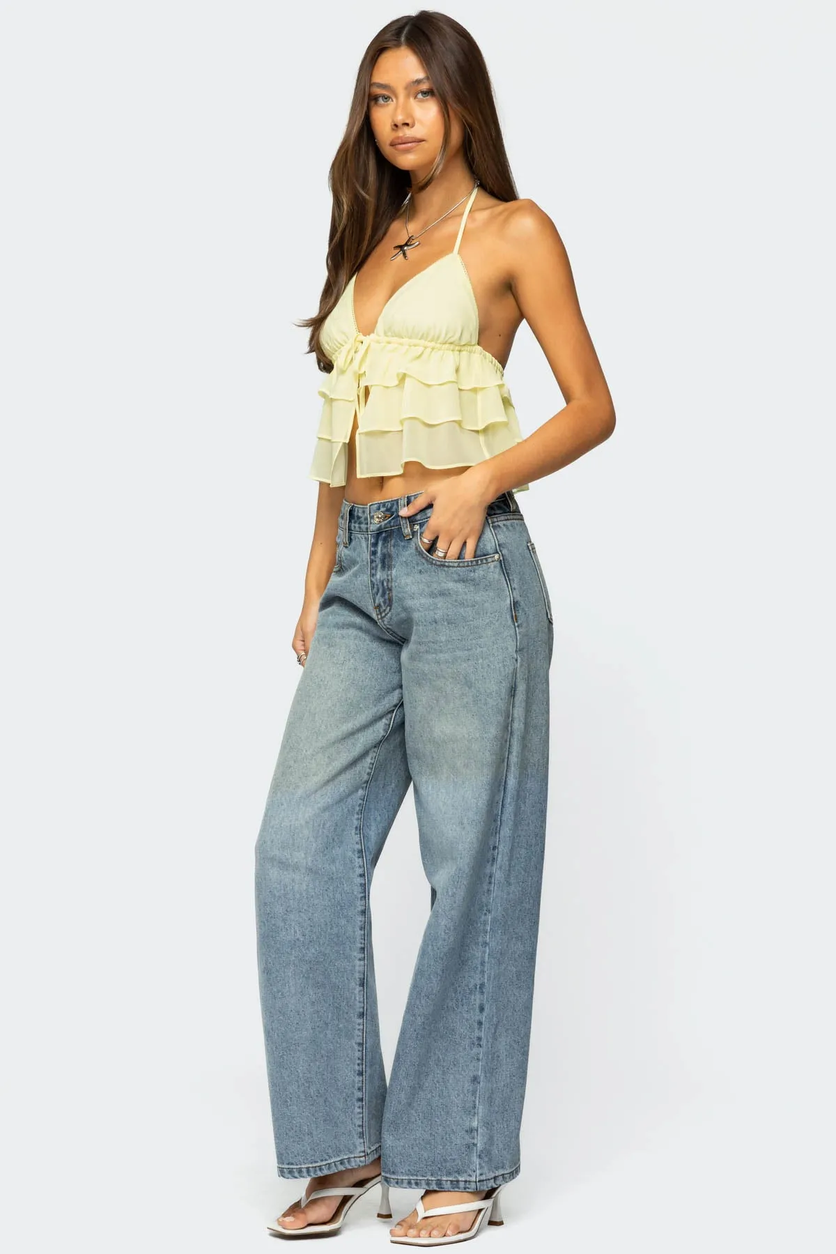 Zephi Split Front Ruffled Top sold by Edikted product image thumbnail 5