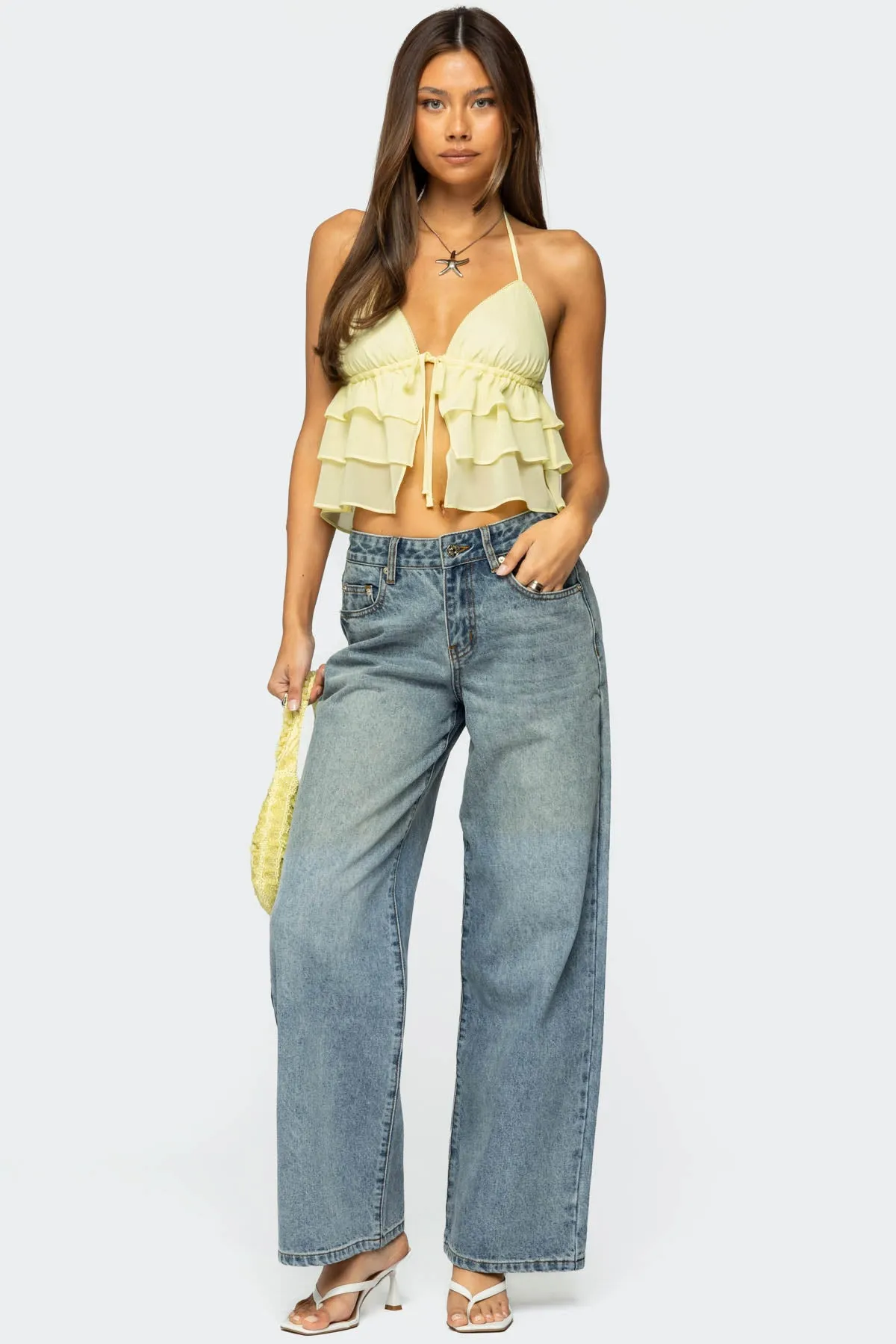 Zephi Split Front Ruffled Top sold by Edikted product image thumbnail 3
