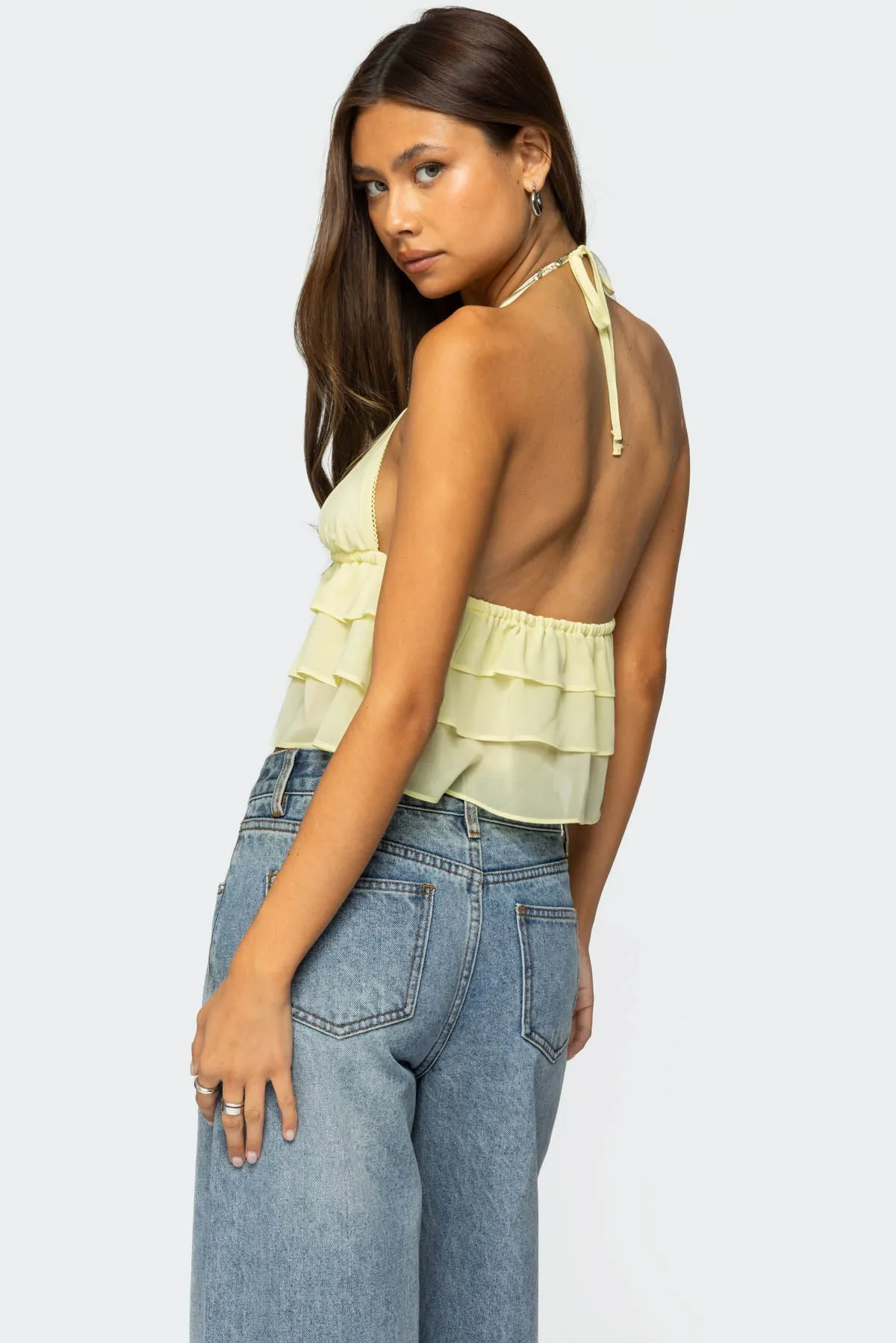 Zephi Split Front Ruffled Top sold by Edikted product image thumbnail 2