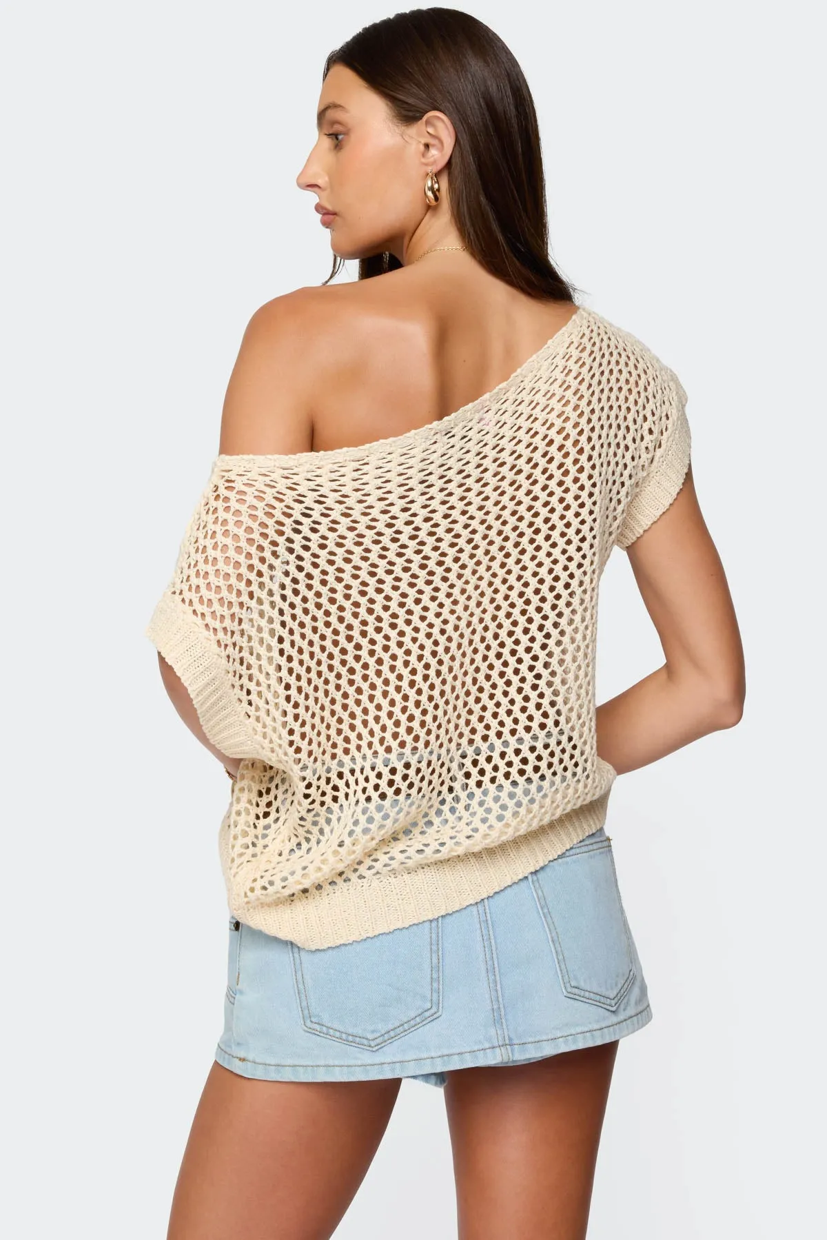 Trix Off Shoulder Open Knit Top sold by Edikted product image thumbnail 5