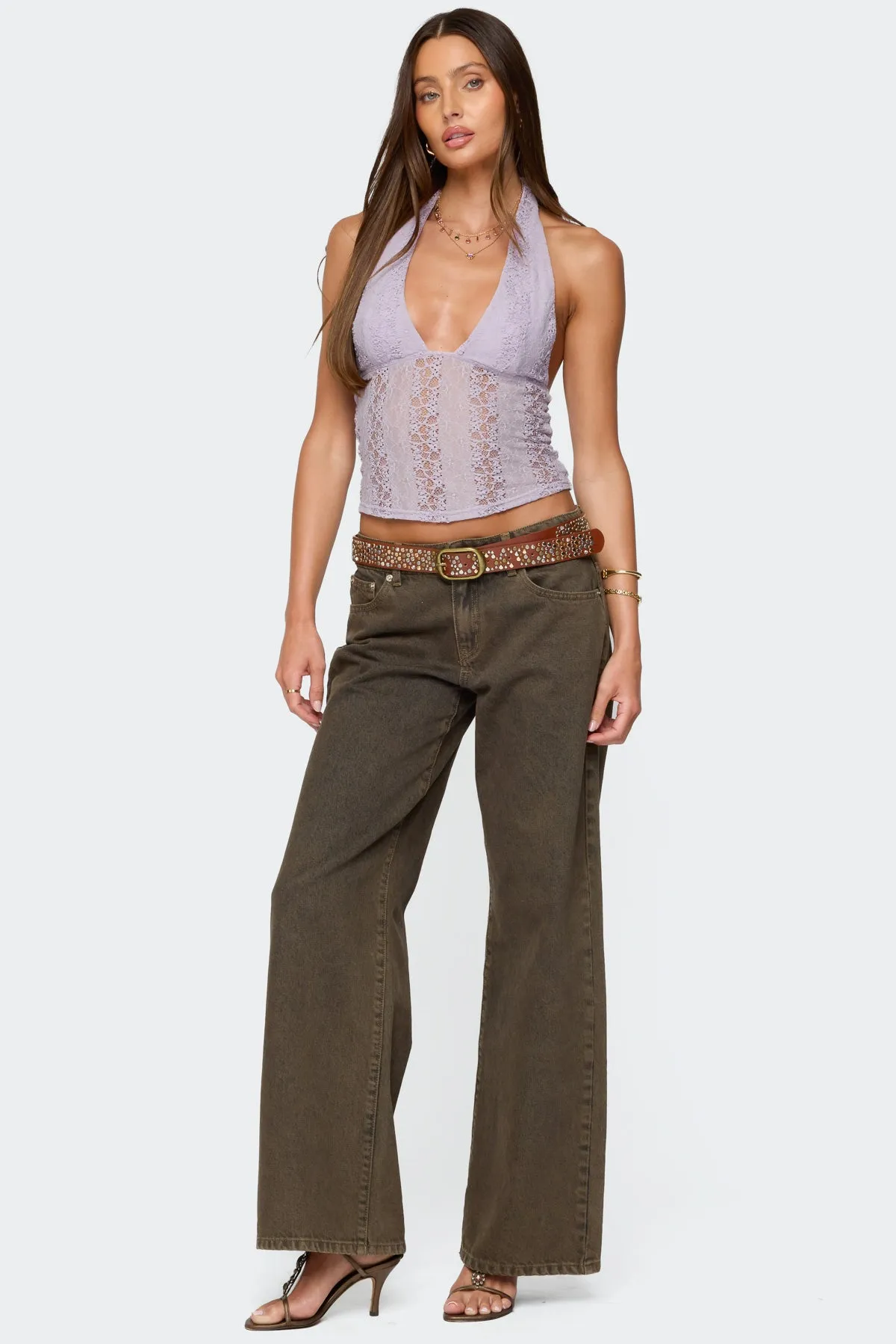 Naya Textured Sheer Lace Halter Top sold by Edikted product image thumbnail 2