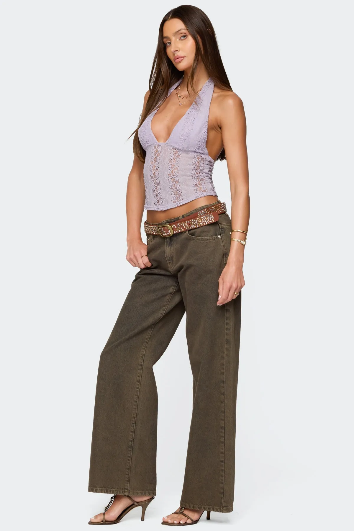 Naya Textured Sheer Lace Halter Top sold by Edikted product image thumbnail 4