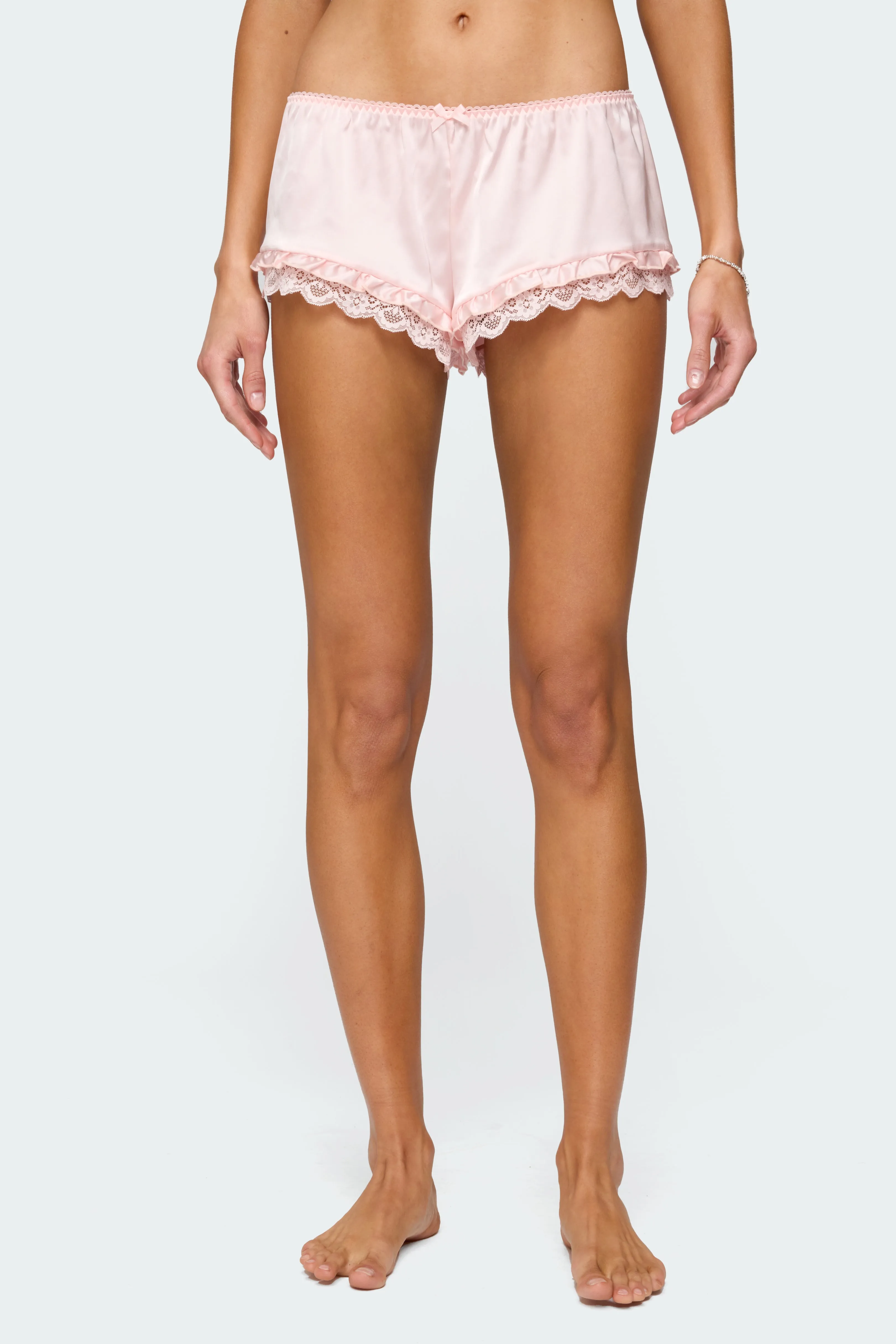 Clair Ruffle Lacey Satin Effect Shorts sold by Edikted product image thumbnail 2