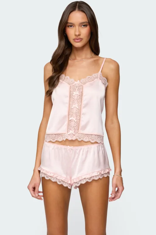 Clair Lacey Satin Effect Tank Top sold by Edikted