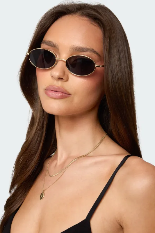 Naomie Oval Metal Sunglasses sold by Edikted