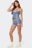 Eliane Contrast Lacey Tank Top sold by Edikted