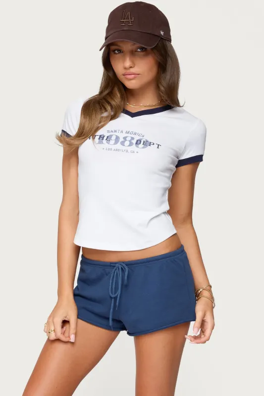 Santa Monica V Neck T Shirt sold by Edikted