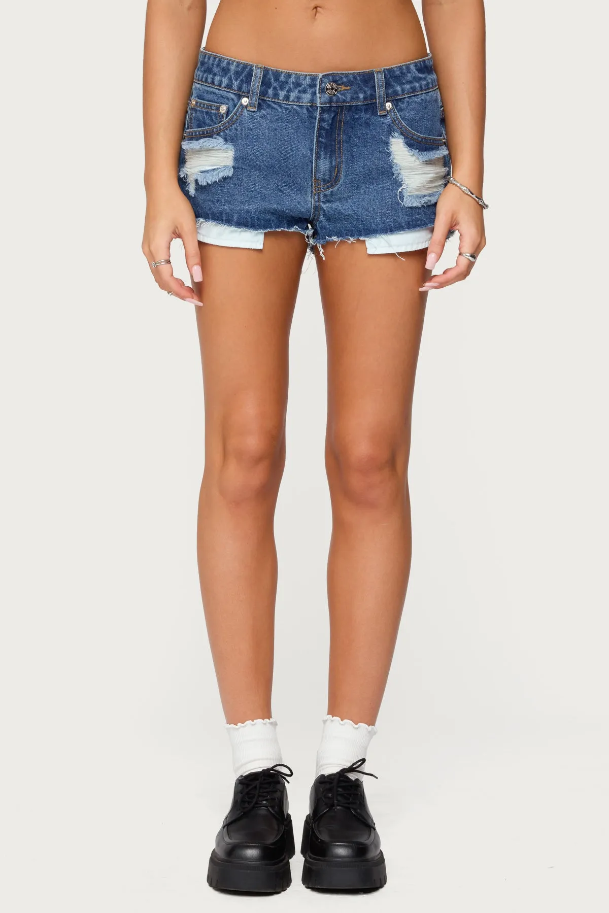 Devin Low Rise Micro Denim Shorts sold by Edikted product image thumbnail 2