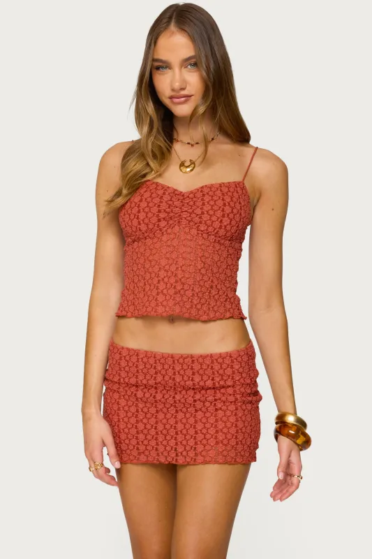 Josephina Textured Floral Tank Top sold by Edikted