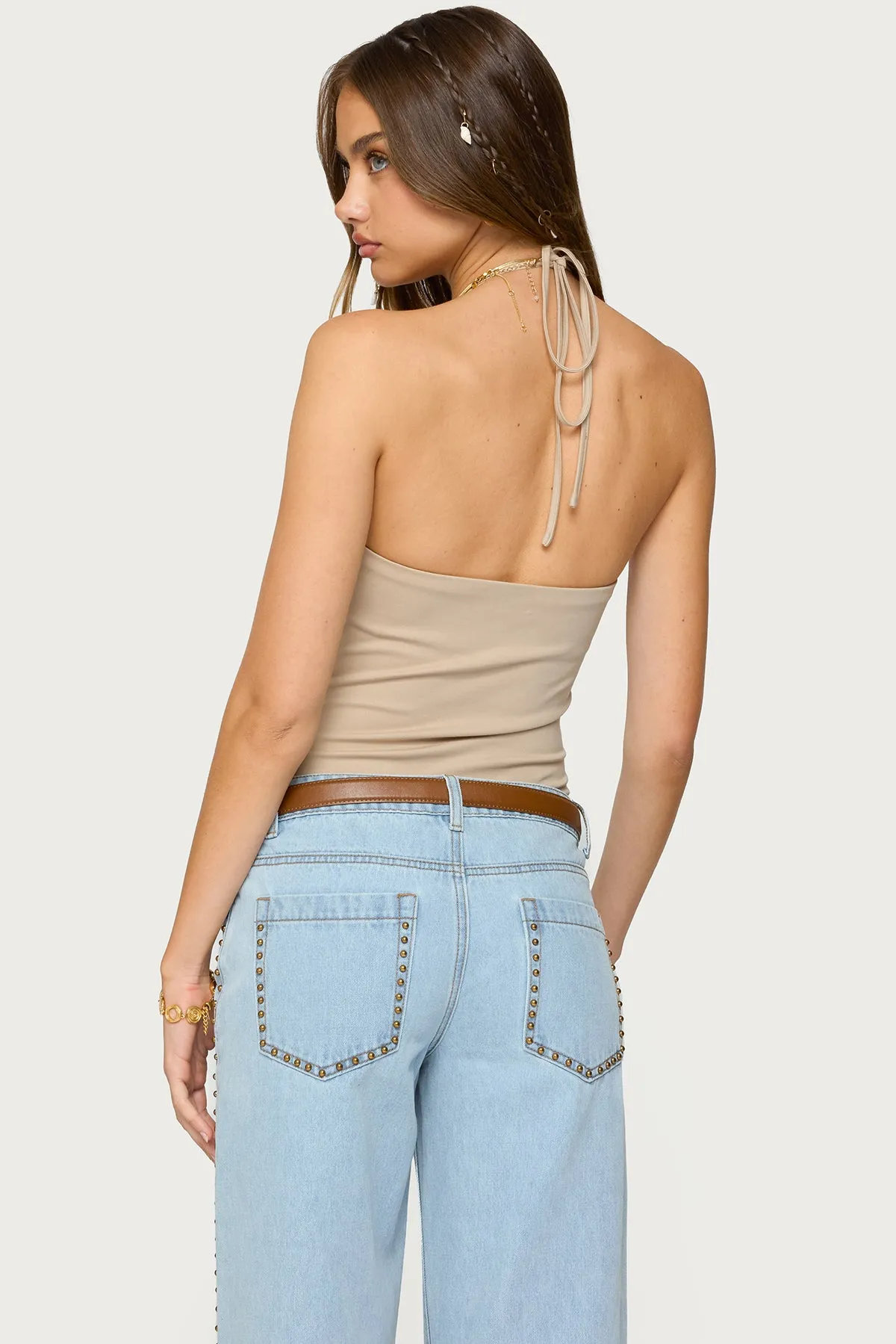 Colbie Faux Suede Fringe Trim Bodysuit sold by Edikted product image thumbnail 5