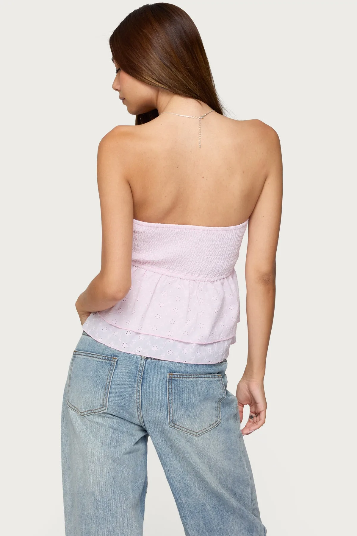 Toria Ruffled Eyelet Strapless Top sold by Edikted product image thumbnail 4