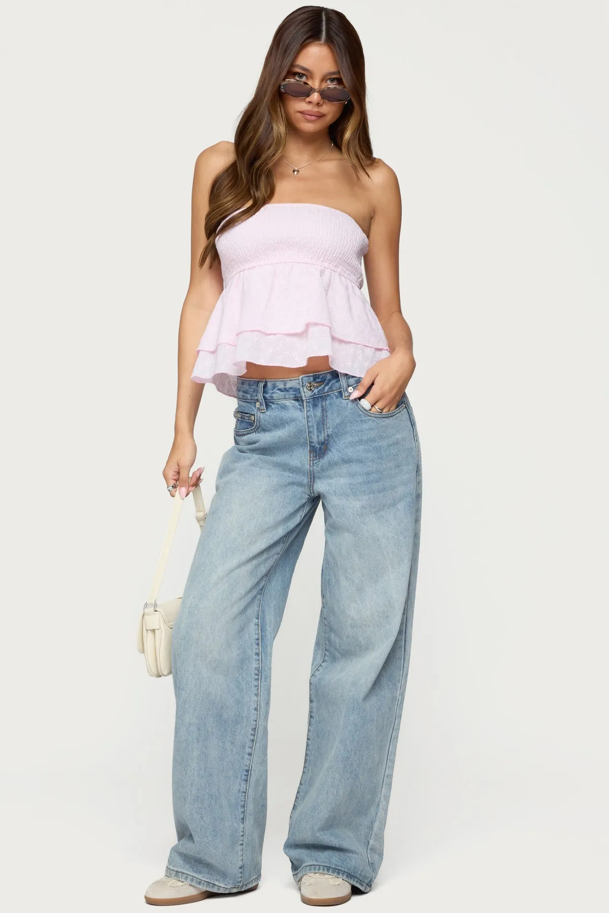 Toria Ruffled Eyelet Strapless Top sold by Edikted product image thumbnail 2