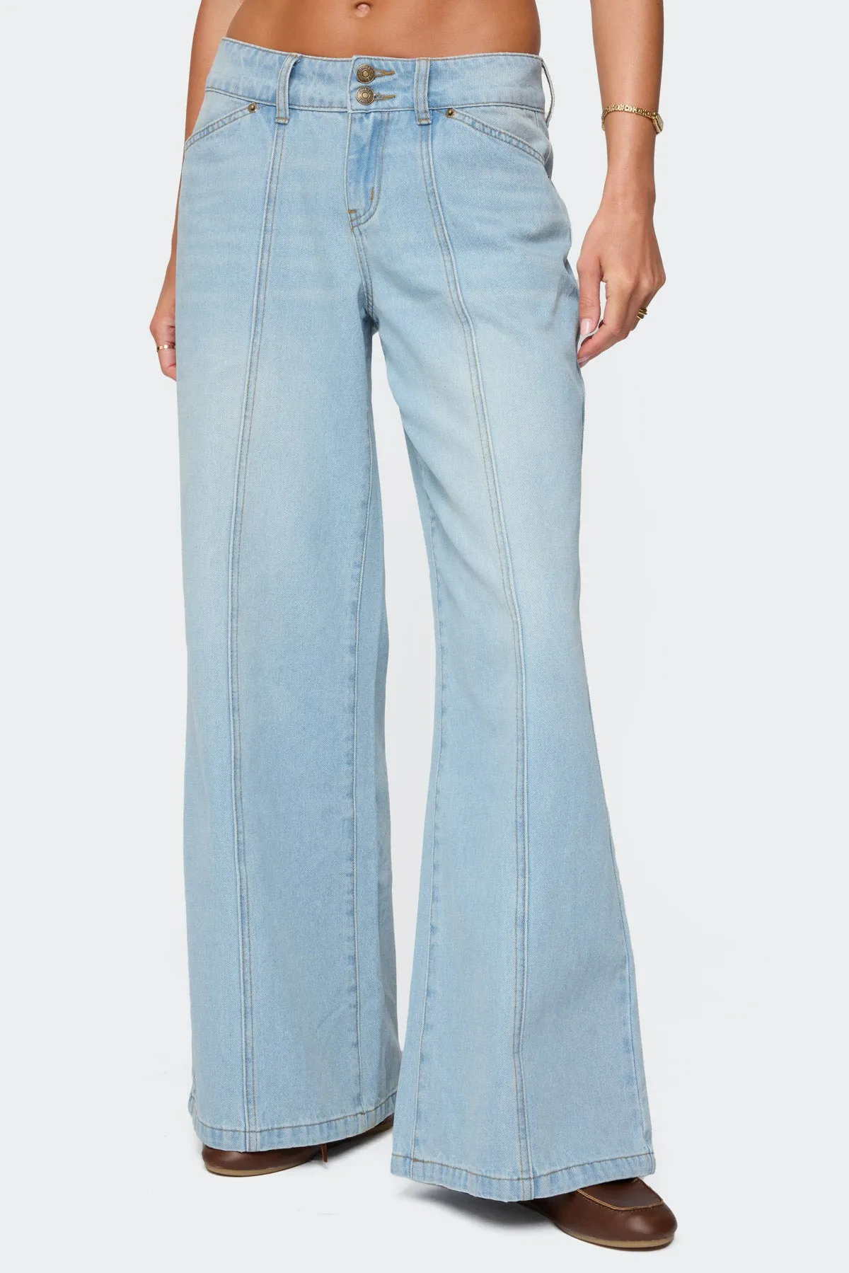 Charlie Panel Stitch Low Rise Bootcut Jeans sold by Edikted product image thumbnail 2