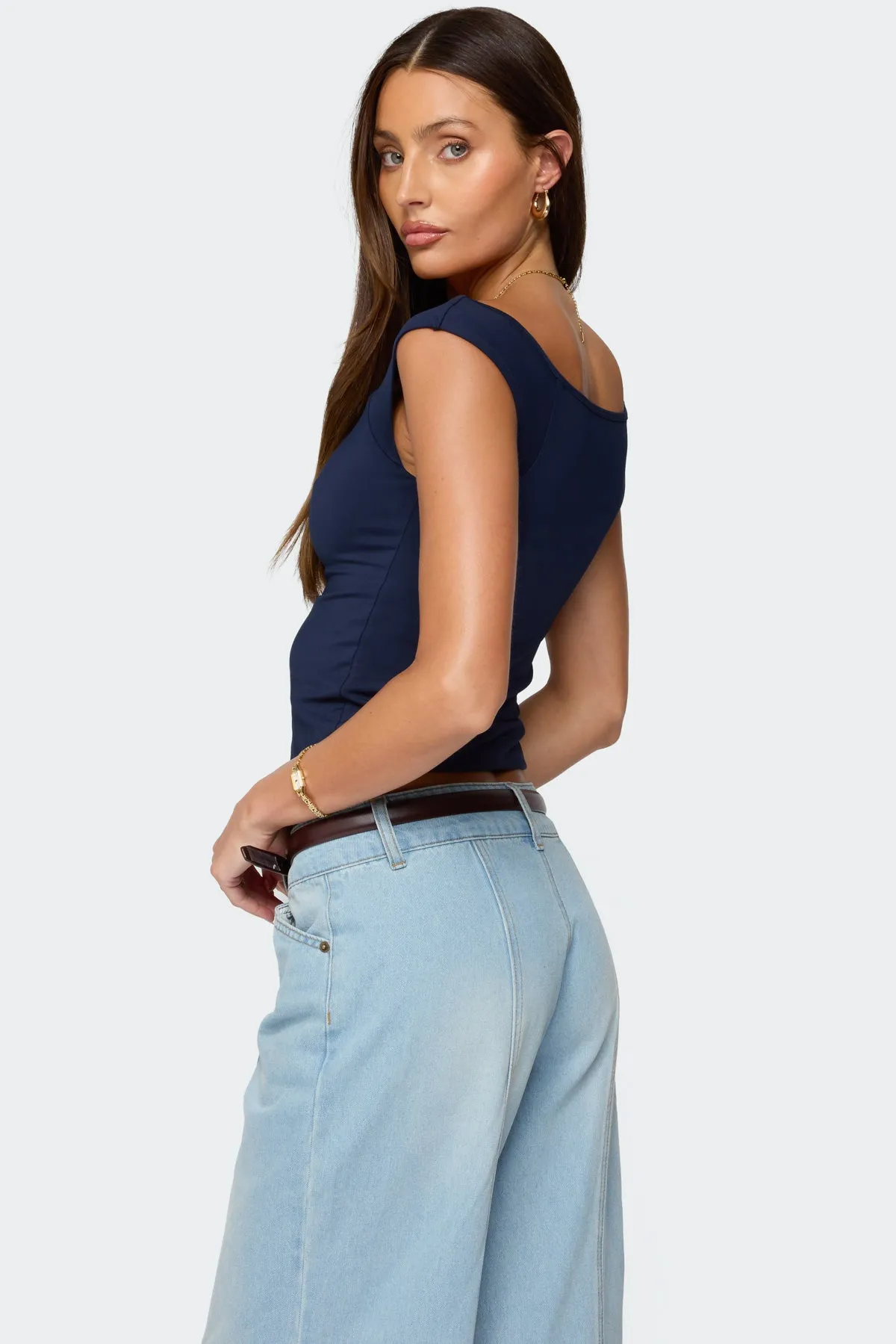 Angeline Wide V Neck Top sold by Edikted product image thumbnail 5