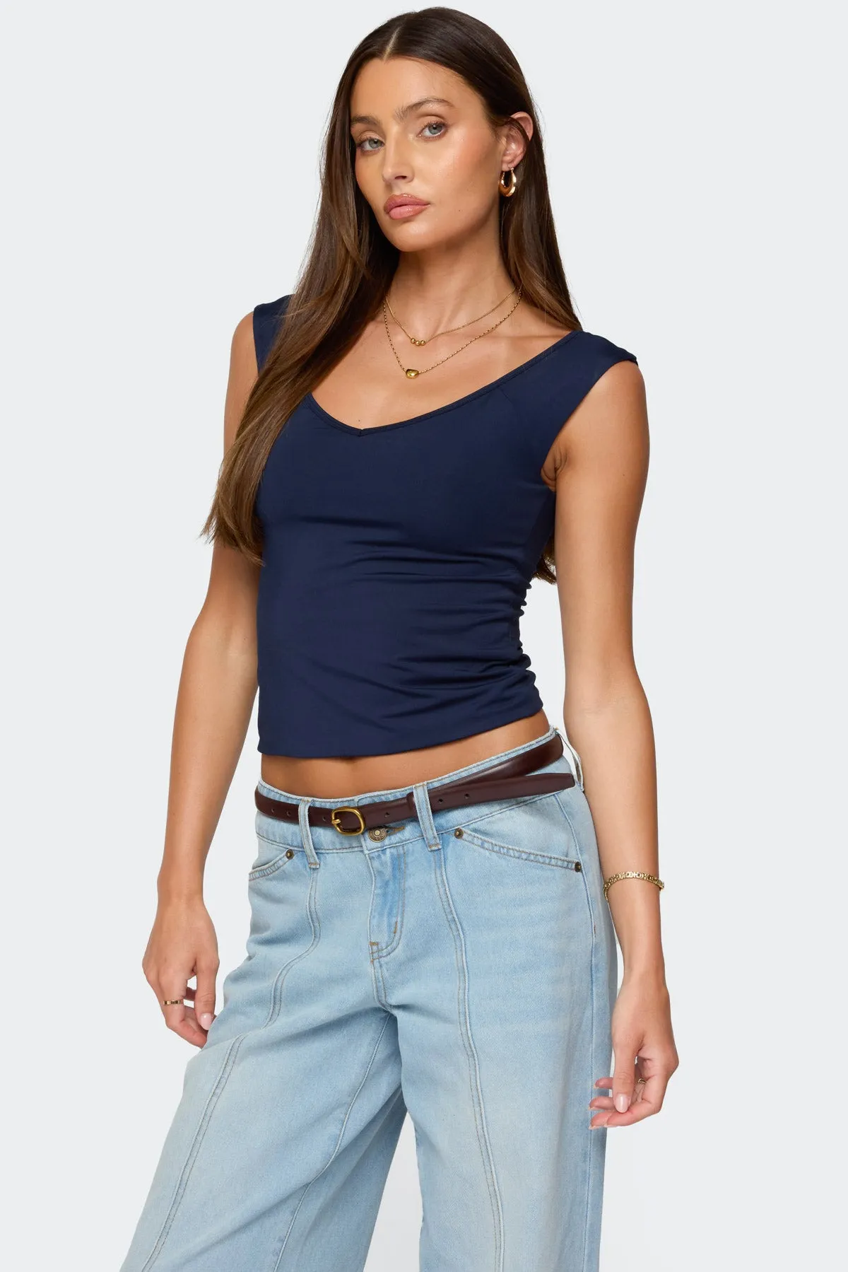 Angeline Wide V Neck Top sold by Edikted product image thumbnail 3