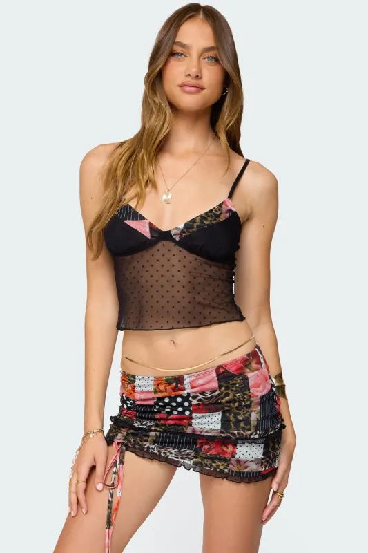 Kylo Mixed Print Sheer Mesh Top sold by Edikted