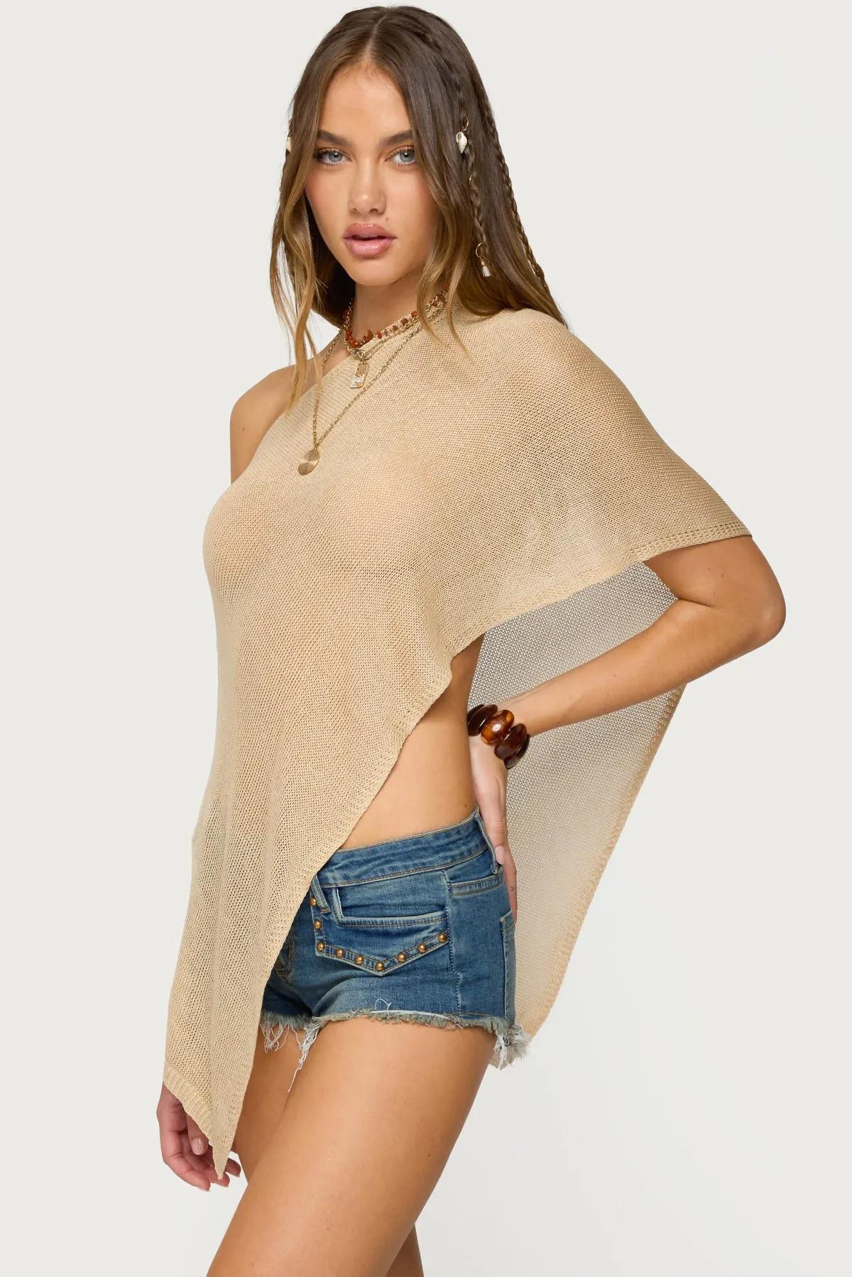 Azalia Asymmetric Knit Poncho sold by Edikted product image thumbnail 3
