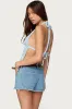 Floral Eyelet Backless Halter Top sold by Edikted