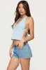 Floral Eyelet Backless Halter Top sold by Edikted