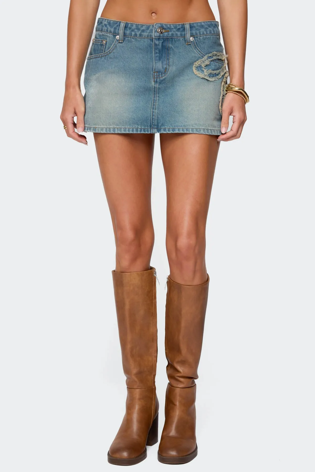 Bowiee Denim Mini Skirt sold by Edikted product image thumbnail 2