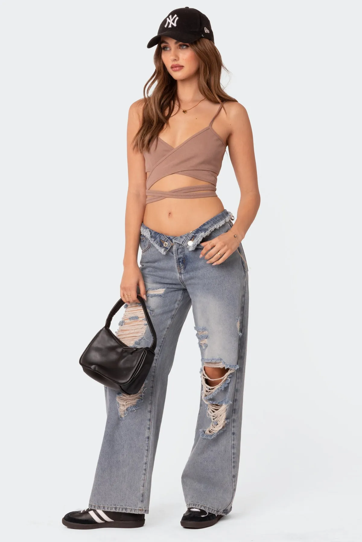 Xoxo Ribbed Wrap Crop Top sold by Edikted product image thumbnail 5