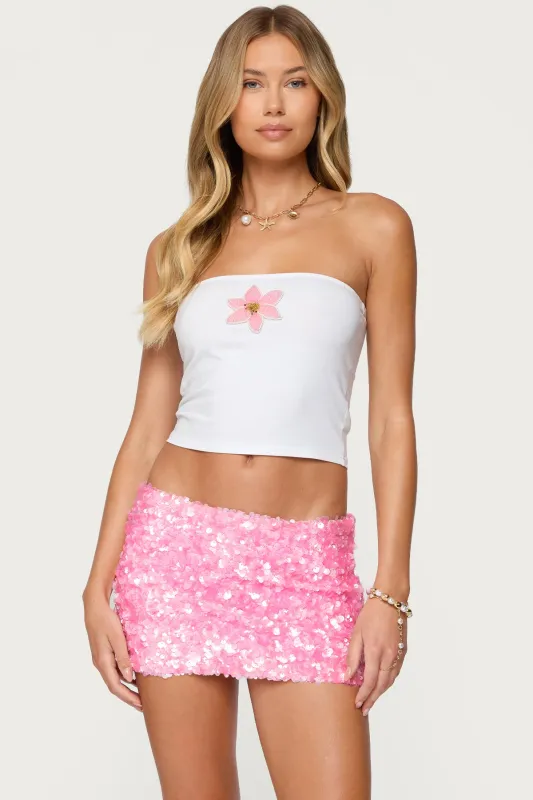 Luli Beaded Flower Tube Top sold by Edikted