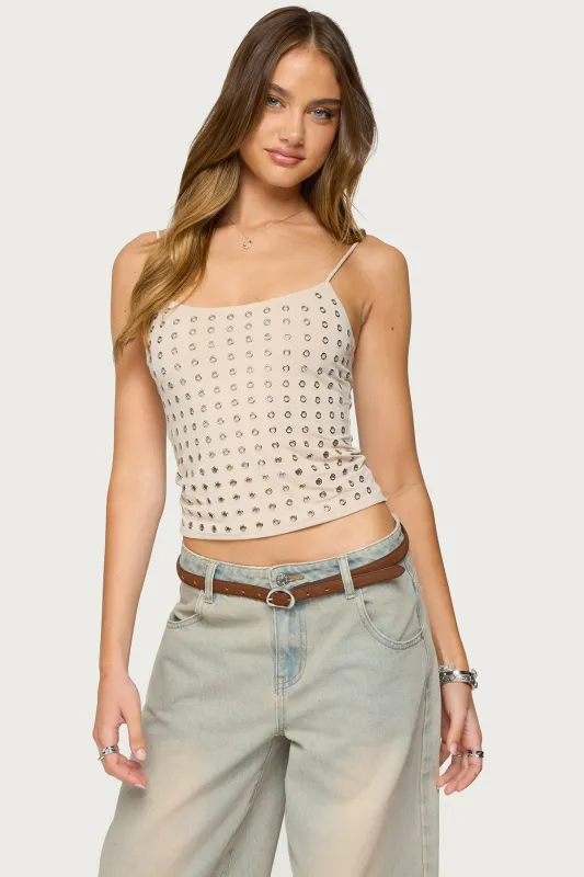 Vallie Grommet Tank Top sold by Edikted
