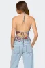 Mixed Patchwork Chiffon Halter Top sold by Edikted