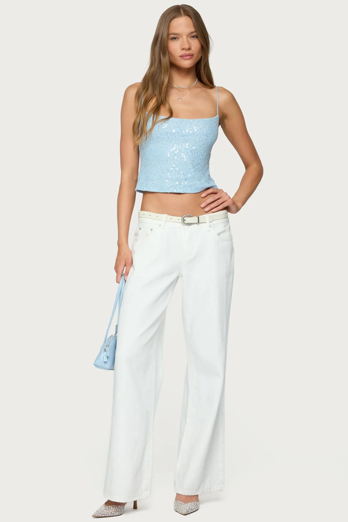 Metallic & Sequin Textured Tank Top sold by Edikted product image thumbnail 2