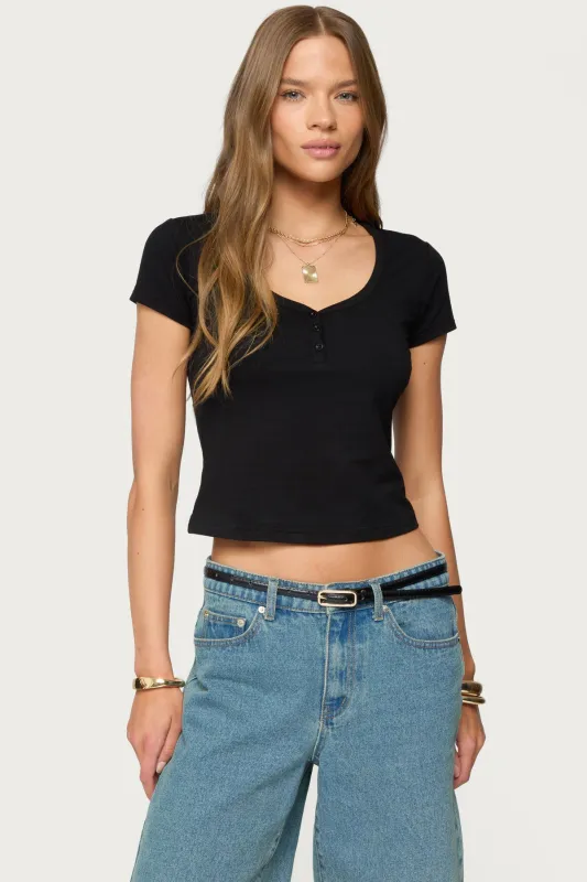 Katerina Henley T Shirt sold by Edikted