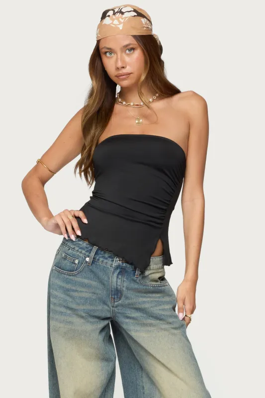 Belinda Asymmetric Tube Top made by Edikted