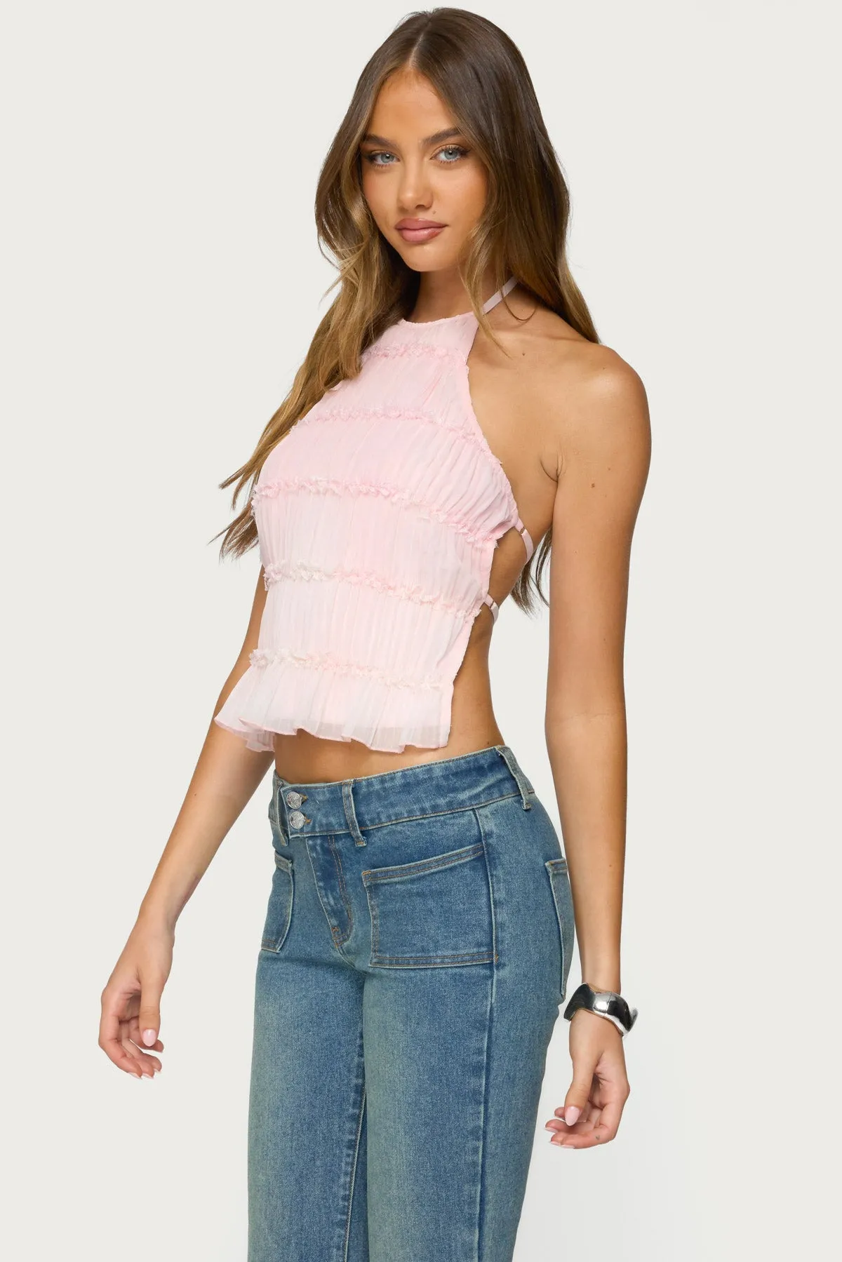 Amit Tiered Chiffon Halter Top sold by Edikted product image thumbnail 5