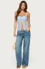 Priya Sheer Lace Split Front Top sold by Edikted