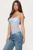 Priya Sheer Lace Split Front Top sold by Edikted