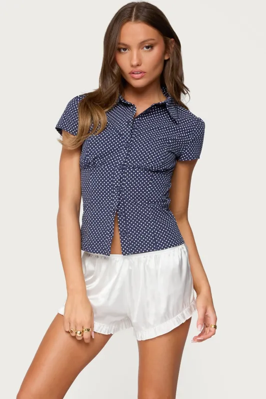 Polka Dot Tailored Button Up Shirt sold by Edikted