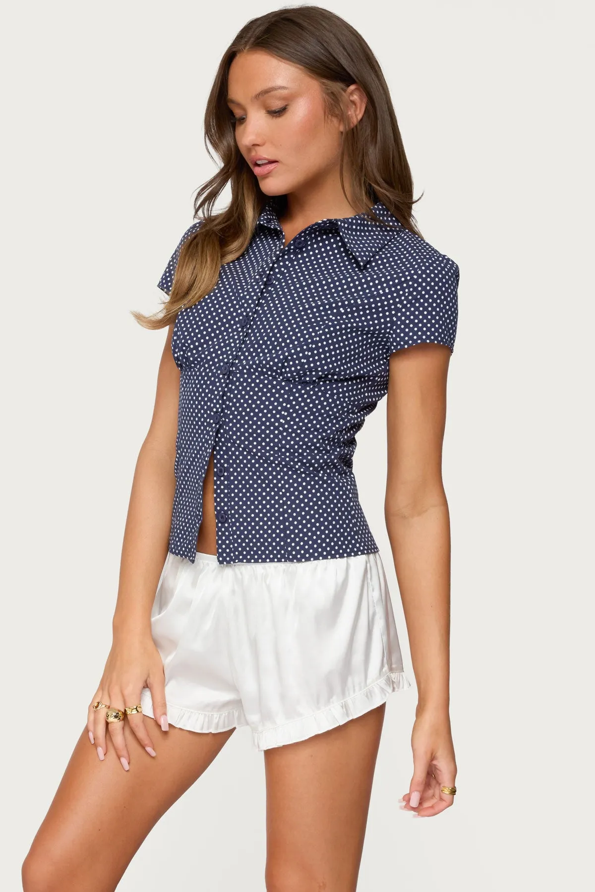Polka Dot Tailored Button Up Shirt sold by Edikted product image thumbnail 3