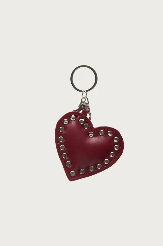 Heart Studded Faux Leather Bag Charm sold by Edikted