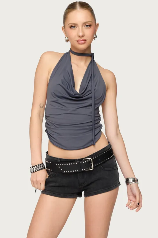 Two Piece Cowl Neck Scarf Halter Top sold by Edikted
