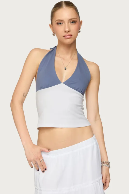 Janna Color Block Halter Top sold by Edikted