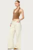 Contrast Stitch Low Rise Wide Leg Jeans sold by Edikted