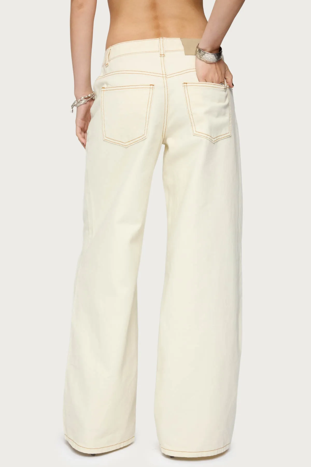 Contrast Stitch Low Rise Baggy Jeans sold by Edikted product image thumbnail 5