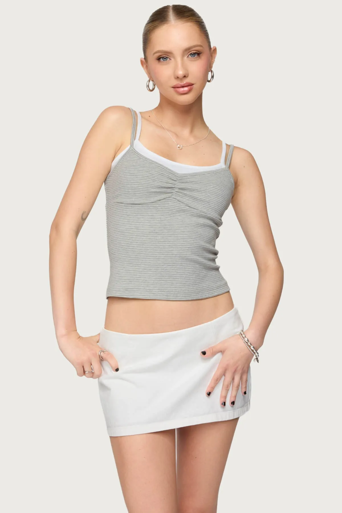 Lilian Layered Striped Tank Top sold by Edikted
